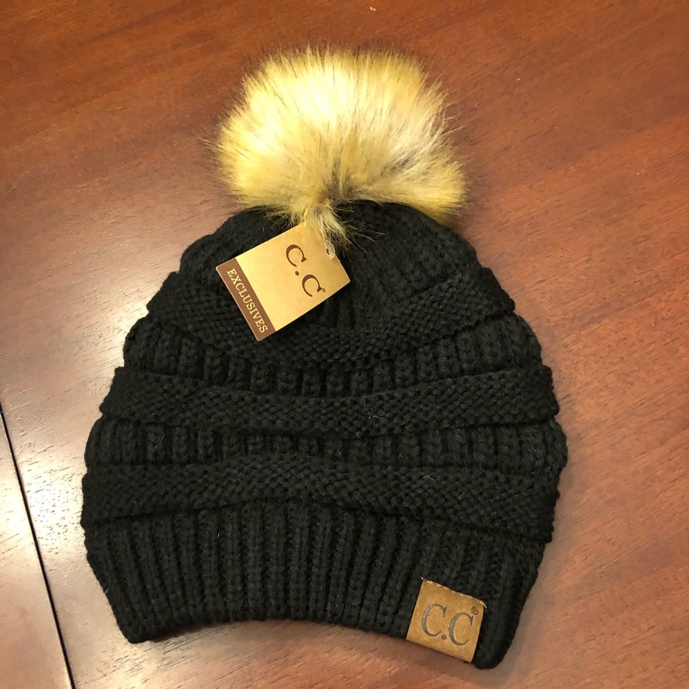 C.C Knit Beanie with Pom